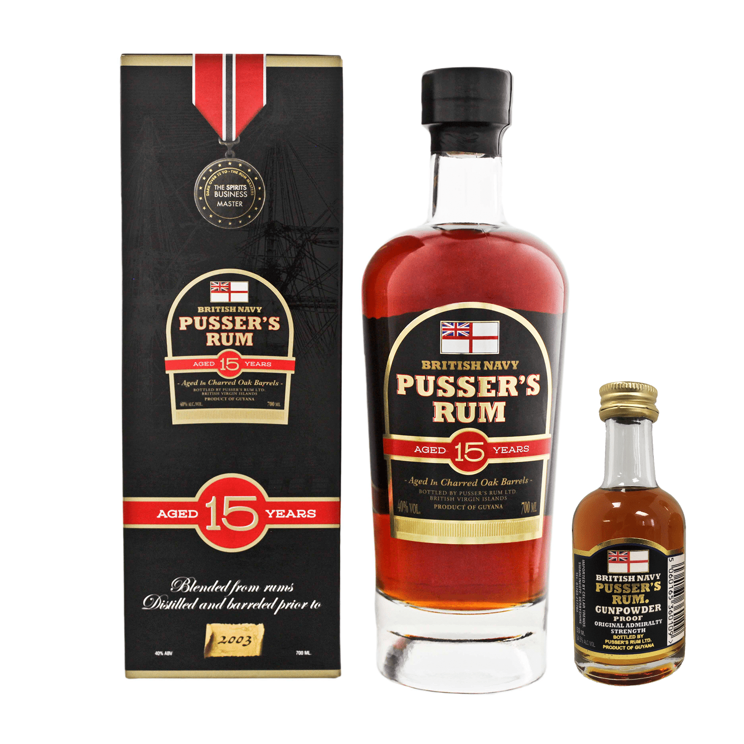 Pusser's Rum 15 Y.O. + Pusser’s Gunpowder Proof Rum MINI zadarmo-PUSSER'S